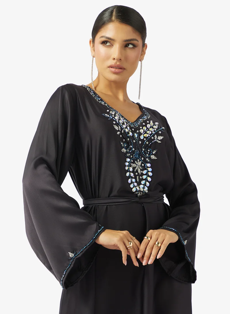 hayas closet  Embellished Belted Jalabiya for Women | Best Price UAE